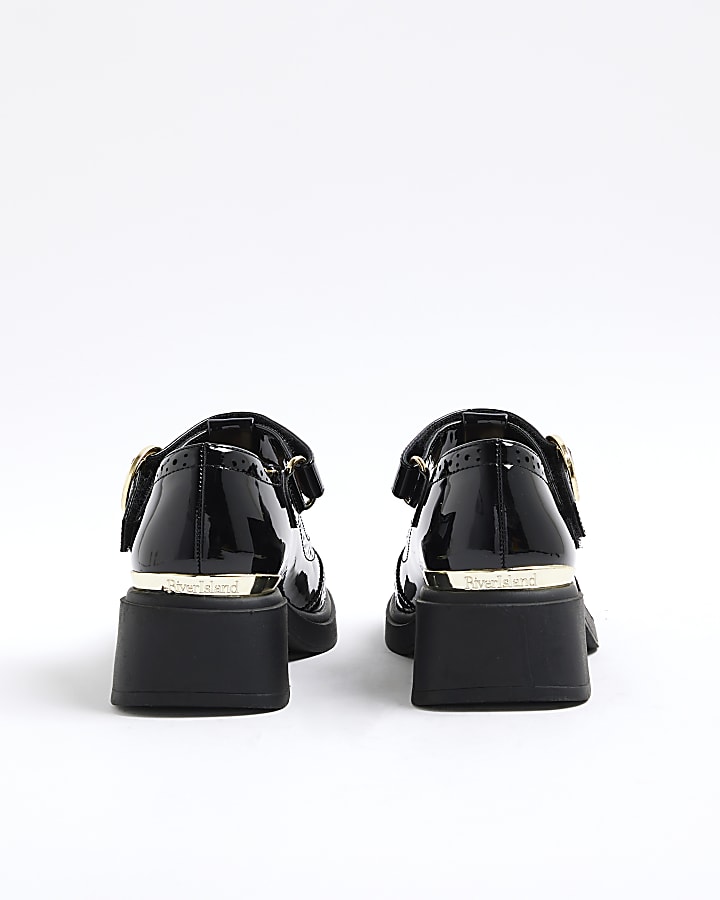 Girls Black Heeled T-Bar Mary Jane Shoes