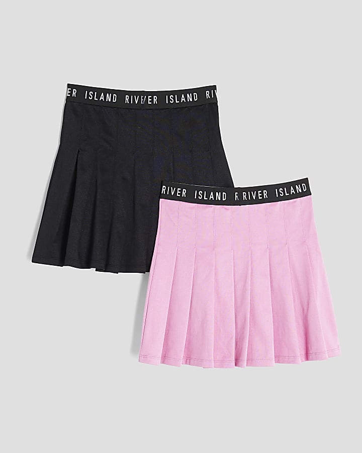Girls Pink 2 Pack RI Waistband Skirts