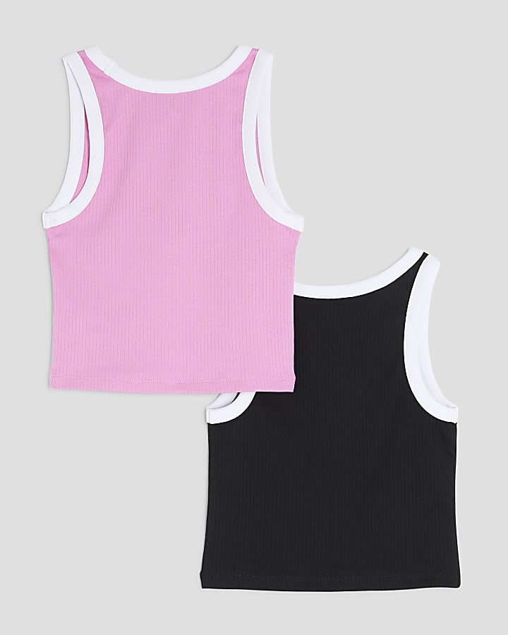Girls Pink 2 Pack Tank Tops