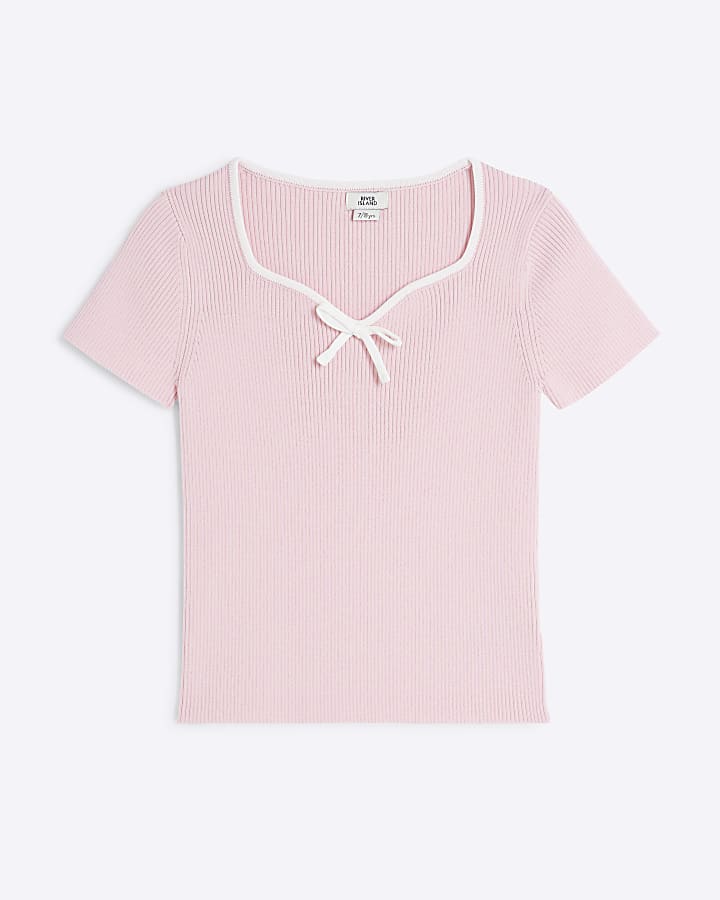 Girls Pink Sweetheart Bow T-Shirt