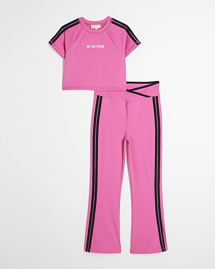 Girls Pink RI Active Top & Leggings Set