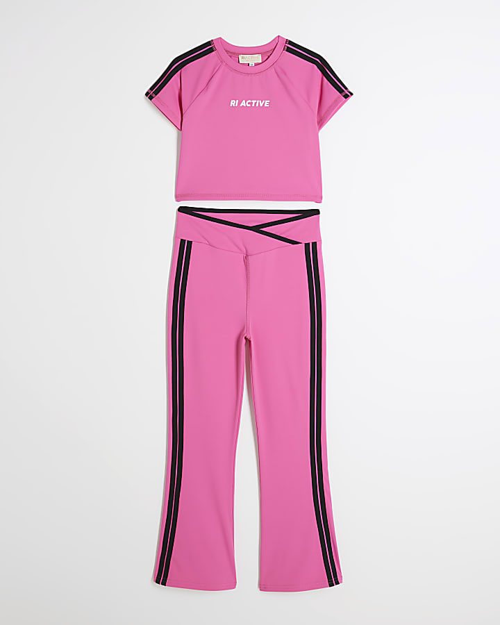 Girls Pink RI Active Top & Leggings Set