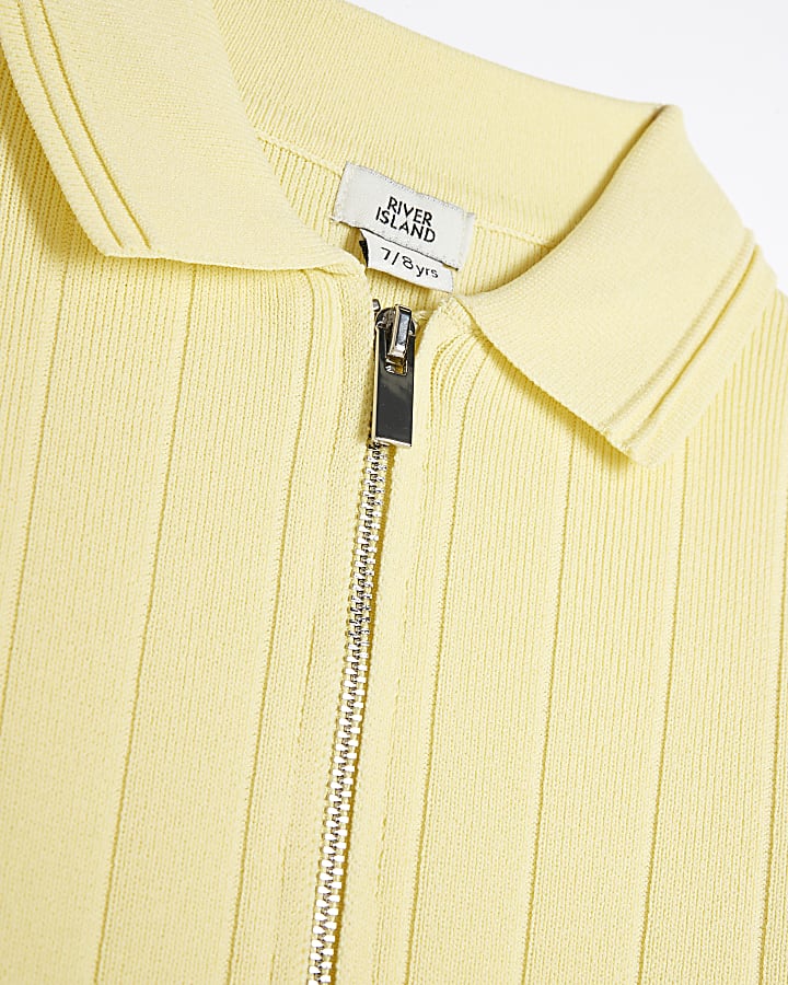 Girls Yellow Zip Through Polo Top Set