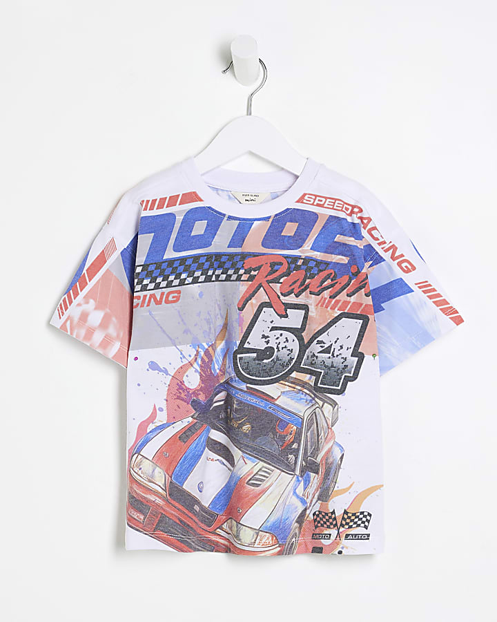 Mini Boys White Motor Sport T-Shirt