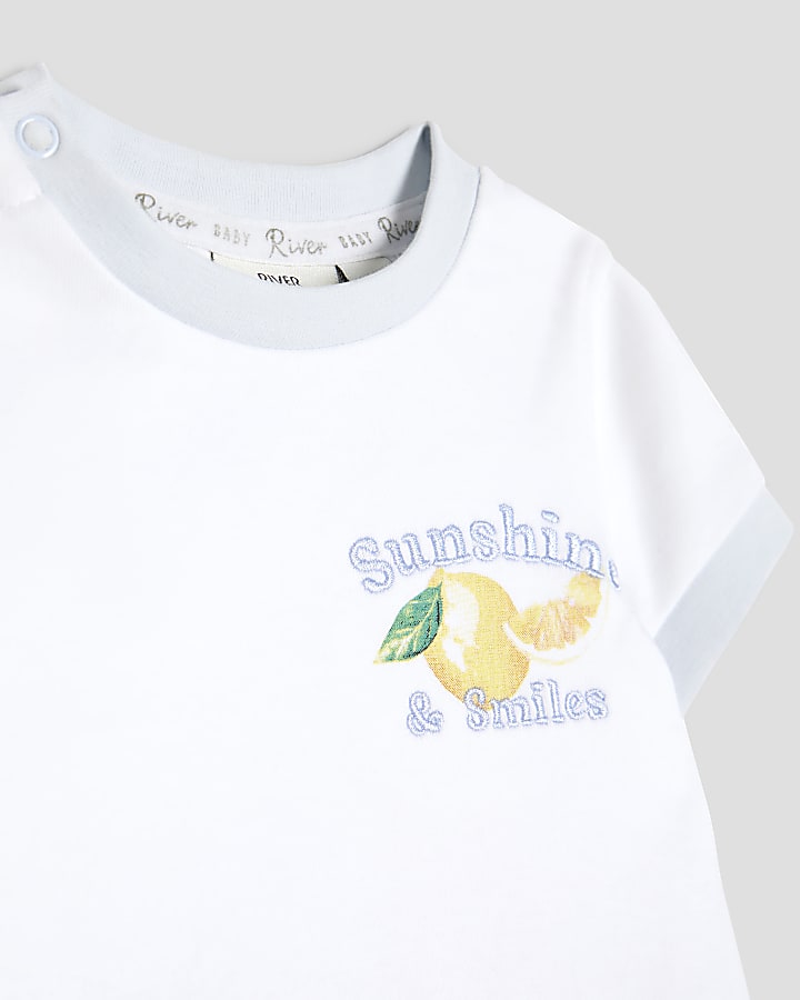 Baby Boys White Sunshine T-Shirt & Shorts Set