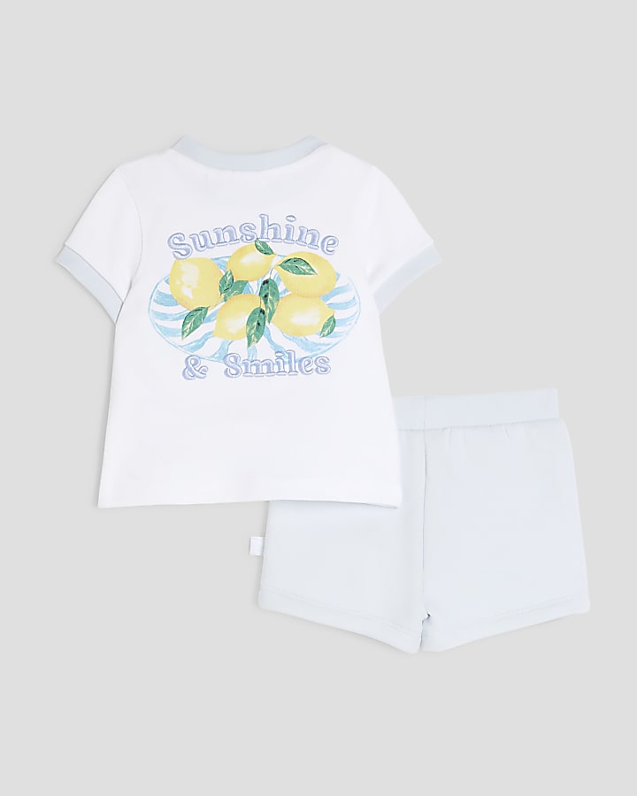 Baby Boys White Sunshine T-Shirt & Shorts Set