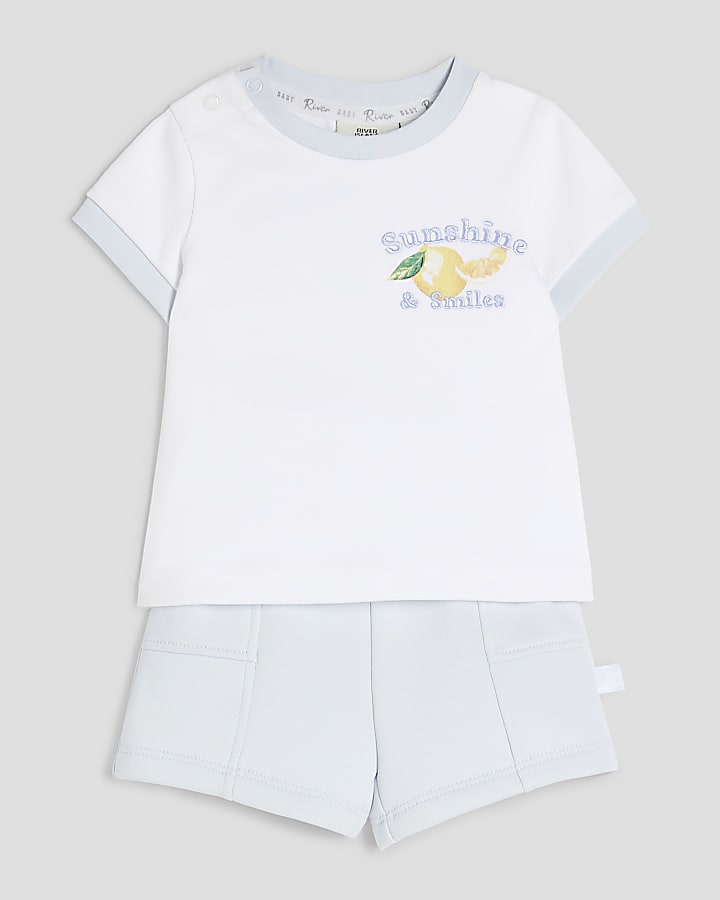 Baby Boys White Sunshine T-Shirt & Shorts Set