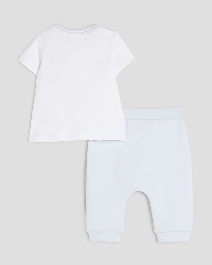 Baby Boys White Bear T-Shirt And Joggers Set