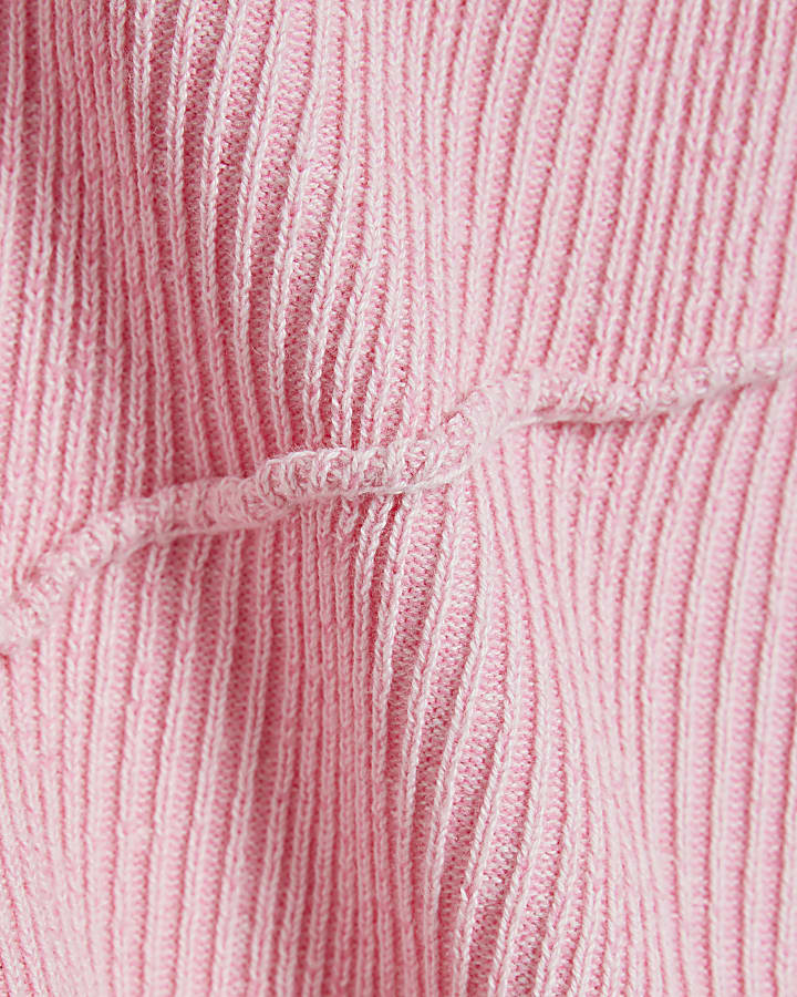 Girls Pink Exposed Seam Knit Dress