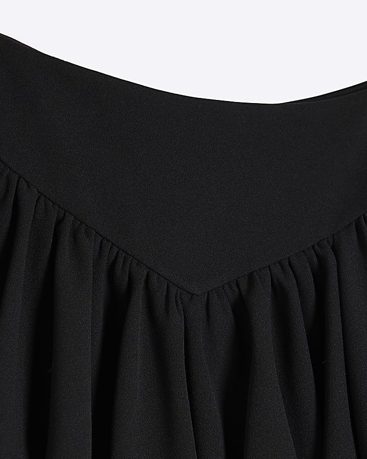 Girls Black Scuba Bubble Hem Skirt