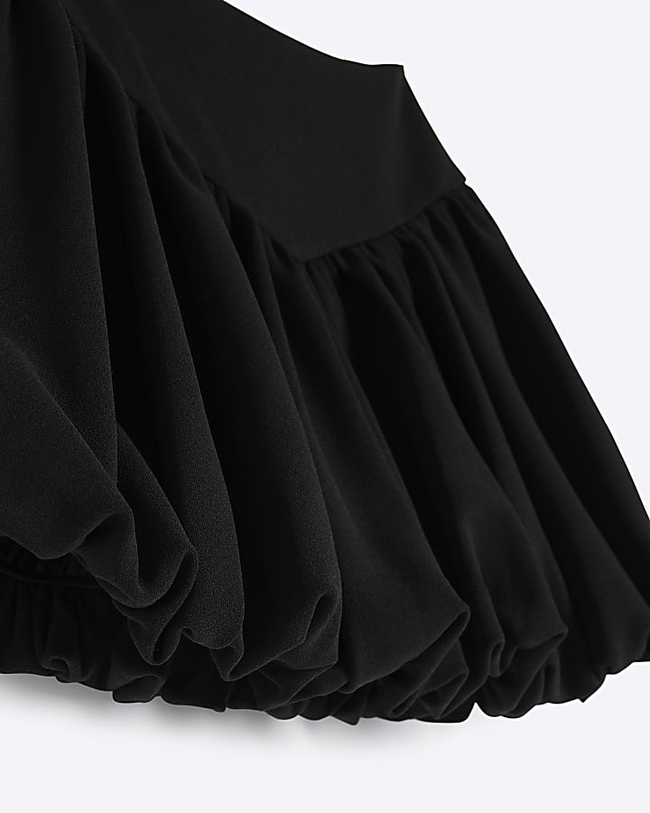 Girls Black Scuba Bubble Hem Skirt