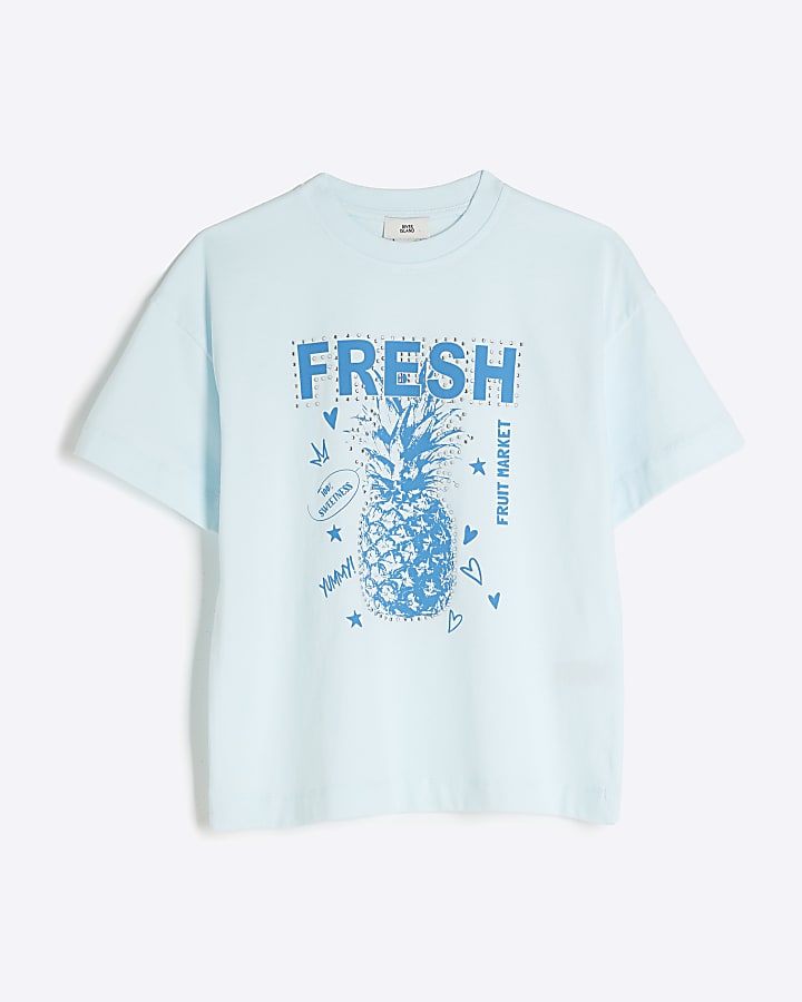 Girls Blue Pineapple T-Shirt