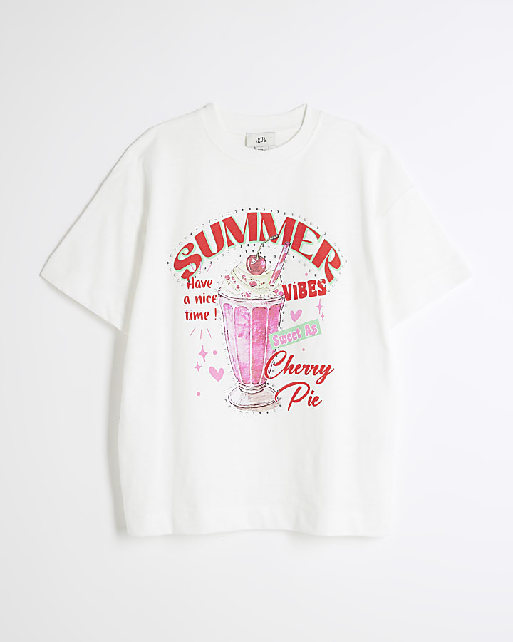 Girls White Milkshake T-Shirt