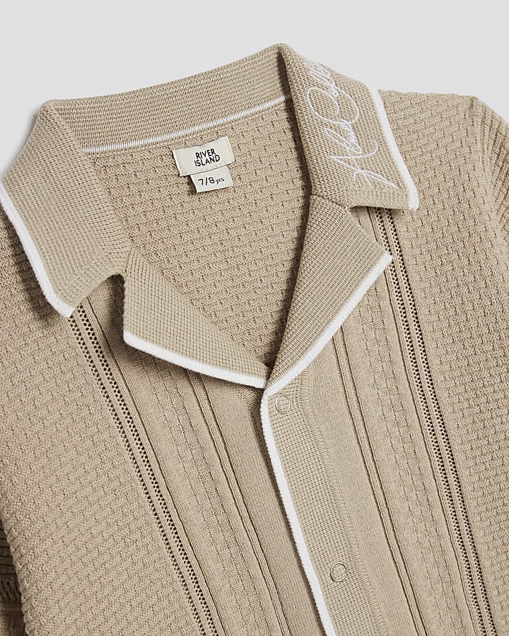 Boys Stone Textured Polo Shirt Set