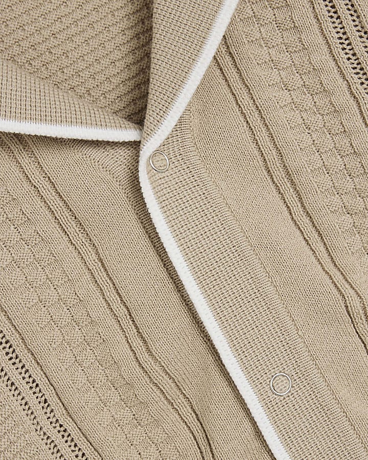 Mini Boys Stone Textured Polo Shirt Set