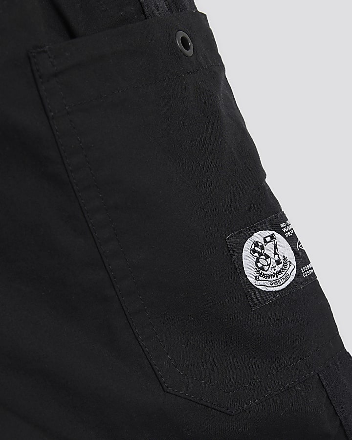 Boys Black Cargo Shorts And T-Shirt Set