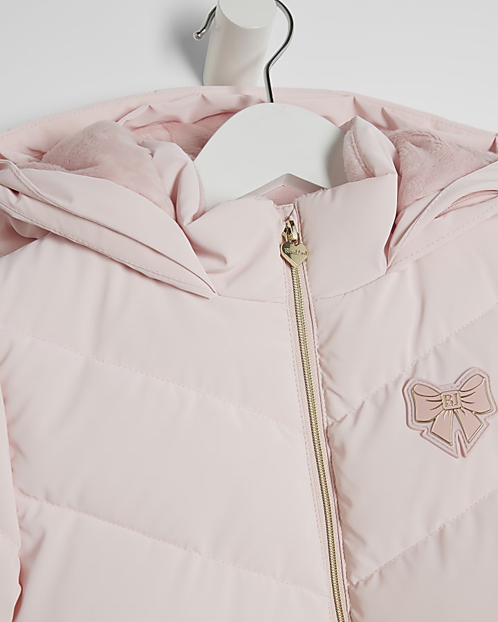 Mini Girls Pink Padded Skirt Coat