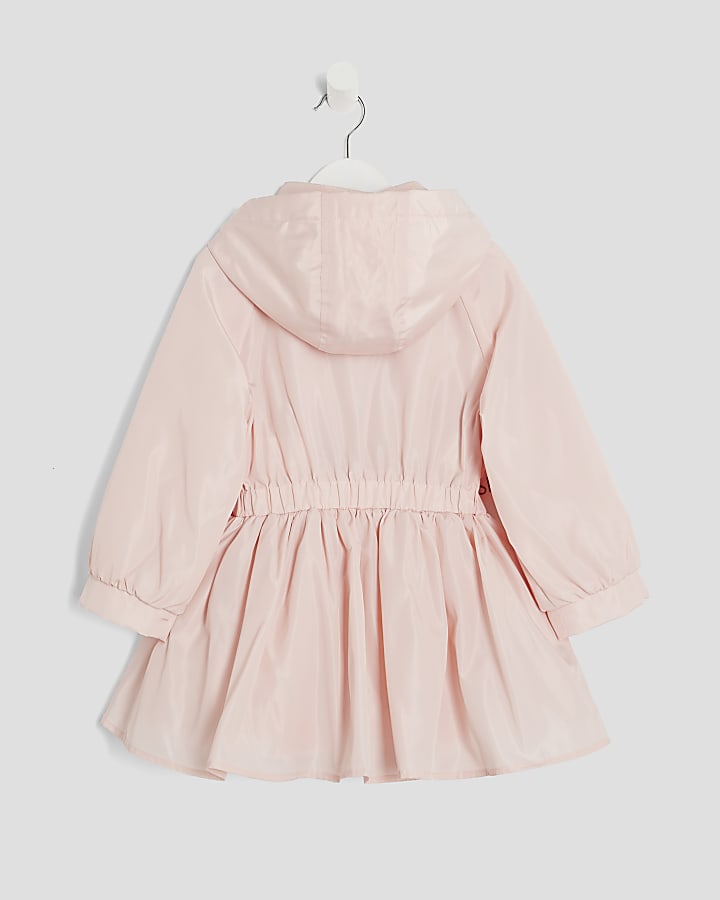 Mini Girls Pink Peplum Hooded Raincoat