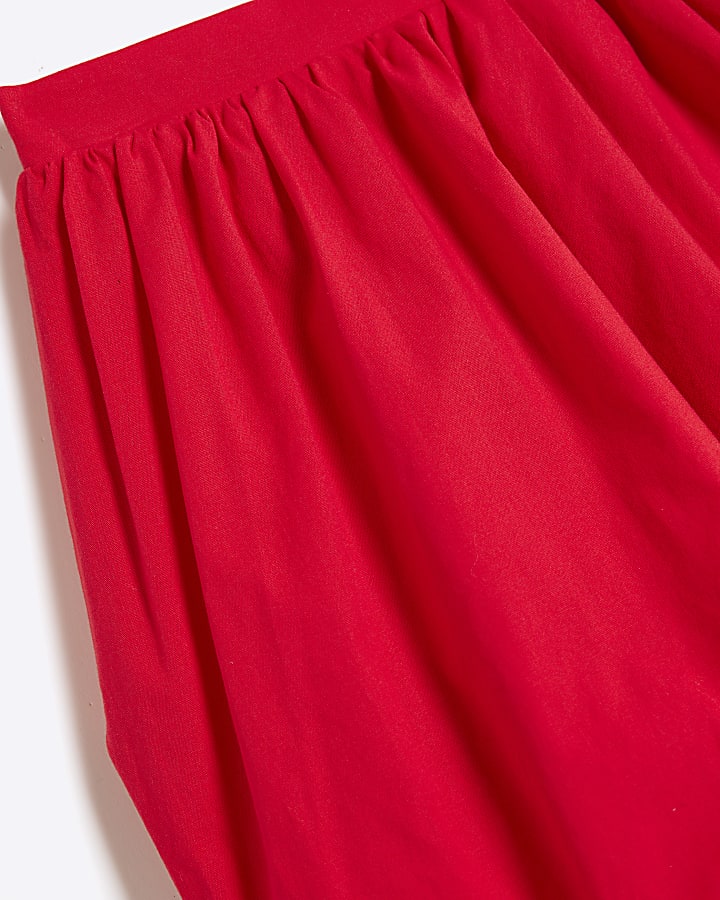 Girls Red Bubble Hem Skirt