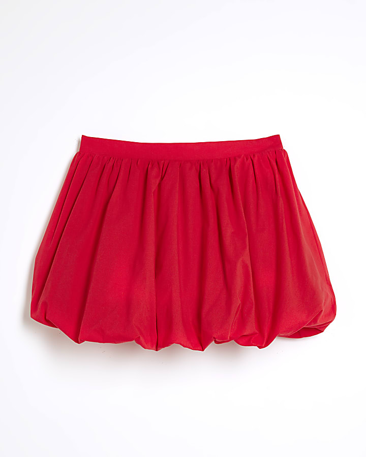 Girls Red Bubble Hem Skirt