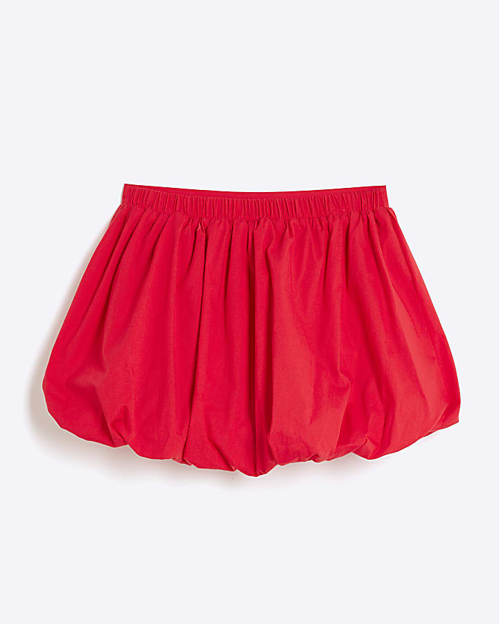 Girls Red Bubble Hem Skirt