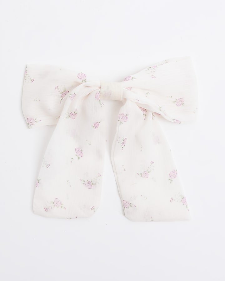 Pink Floral Bow Hair Clip