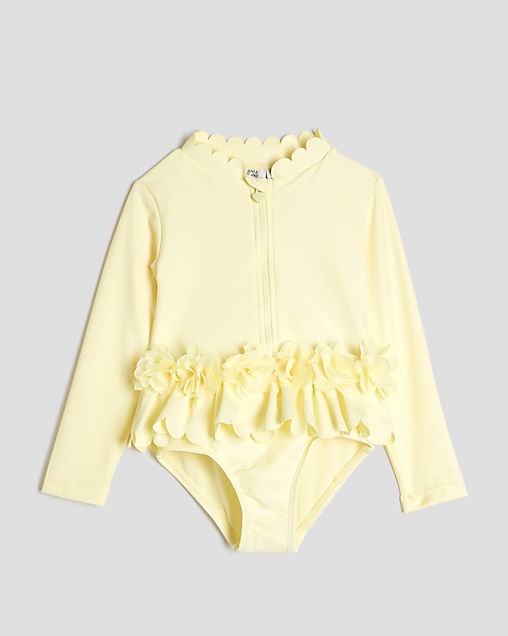 Mini Girls Yellow Sunsafe 3D Flower Rashsuit