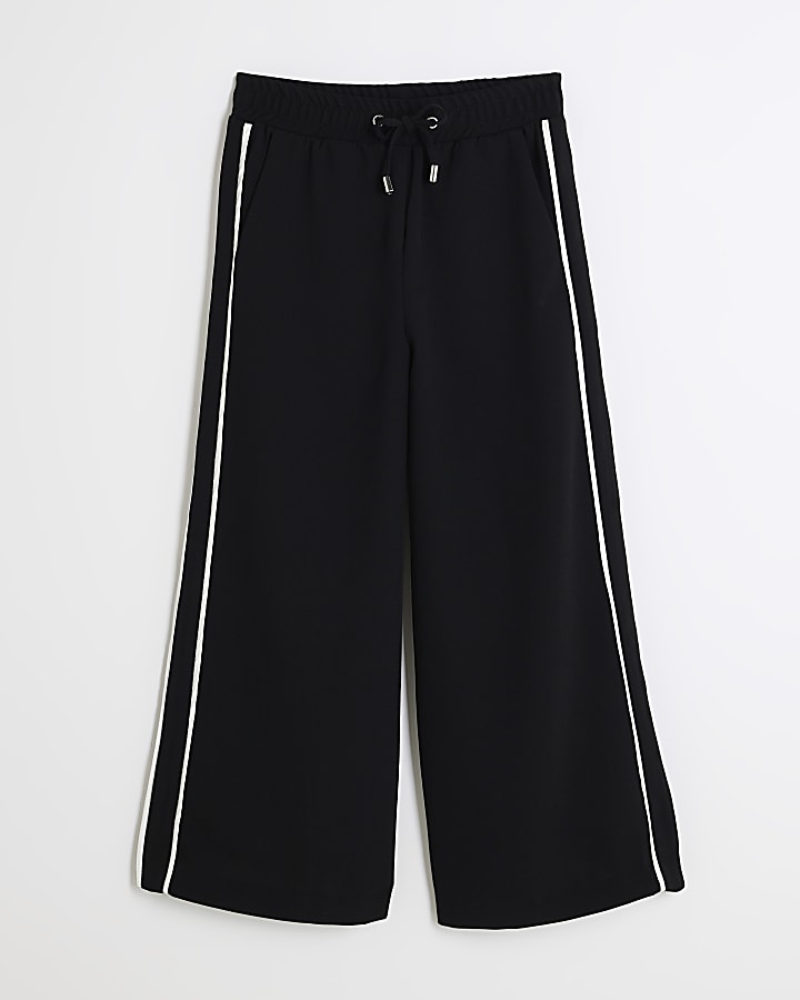 Girls Black Side Piping Trousers