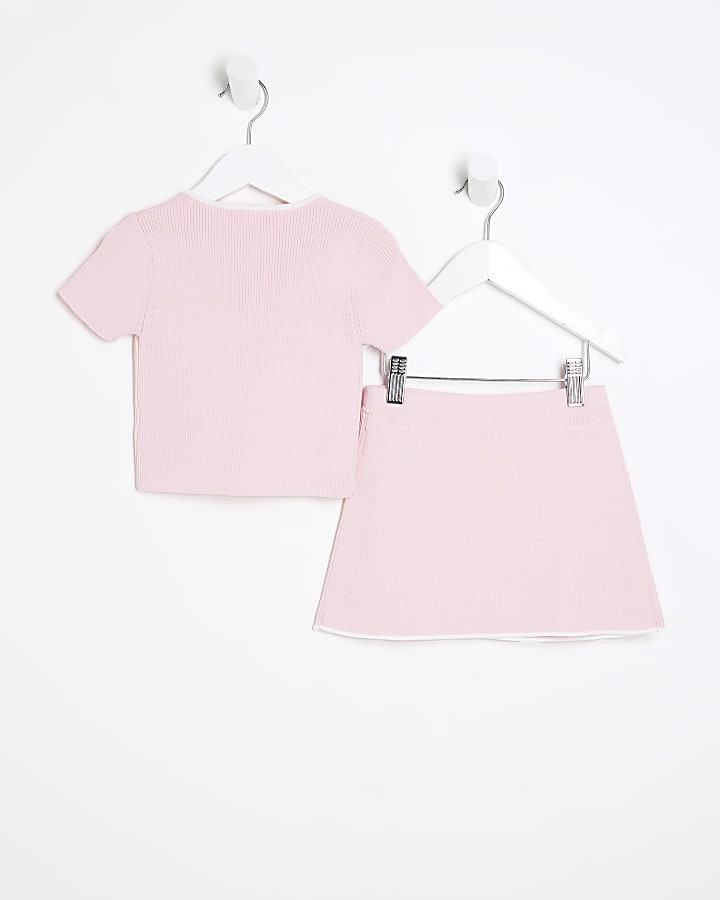 Mini Girls Pink Sweetheart Top And Skirt Set