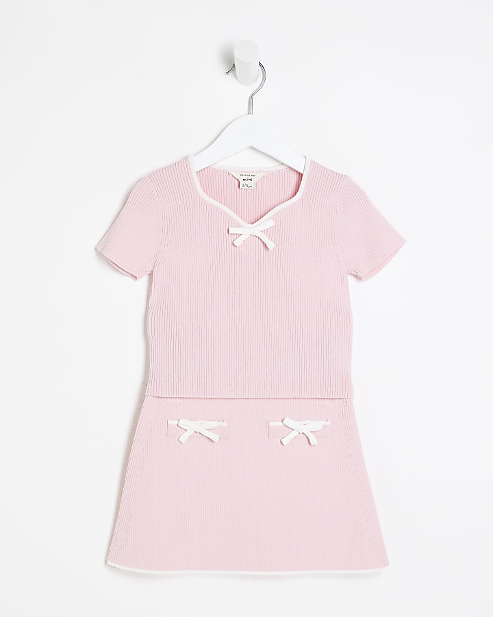 Mini Girls Pink Sweetheart Top And Skirt Set