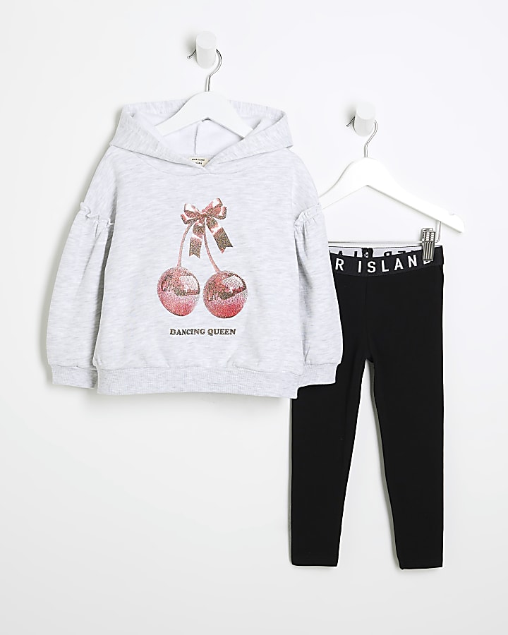 Mini Girls Grey Disco Hoodie And Leggings Set