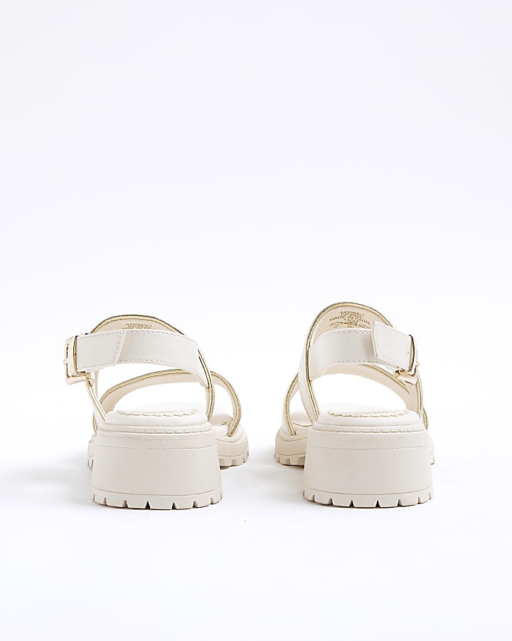 Girls Cream Double Strapped Chunky Sandals