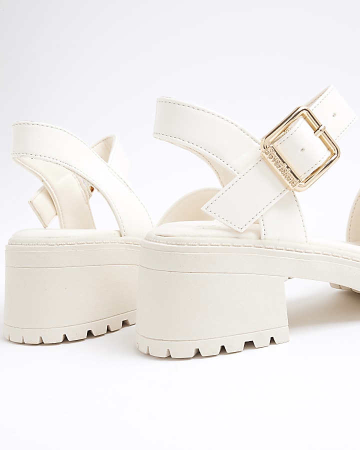 Girls Cream Patent Chunky Sandals