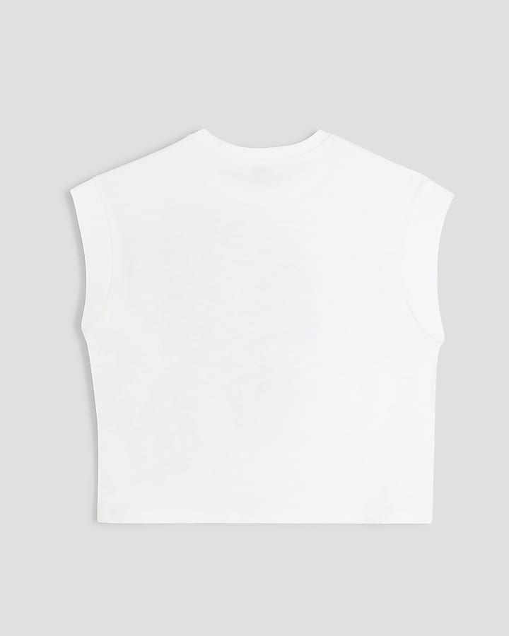 Girls White Pink Rose T-Shirt