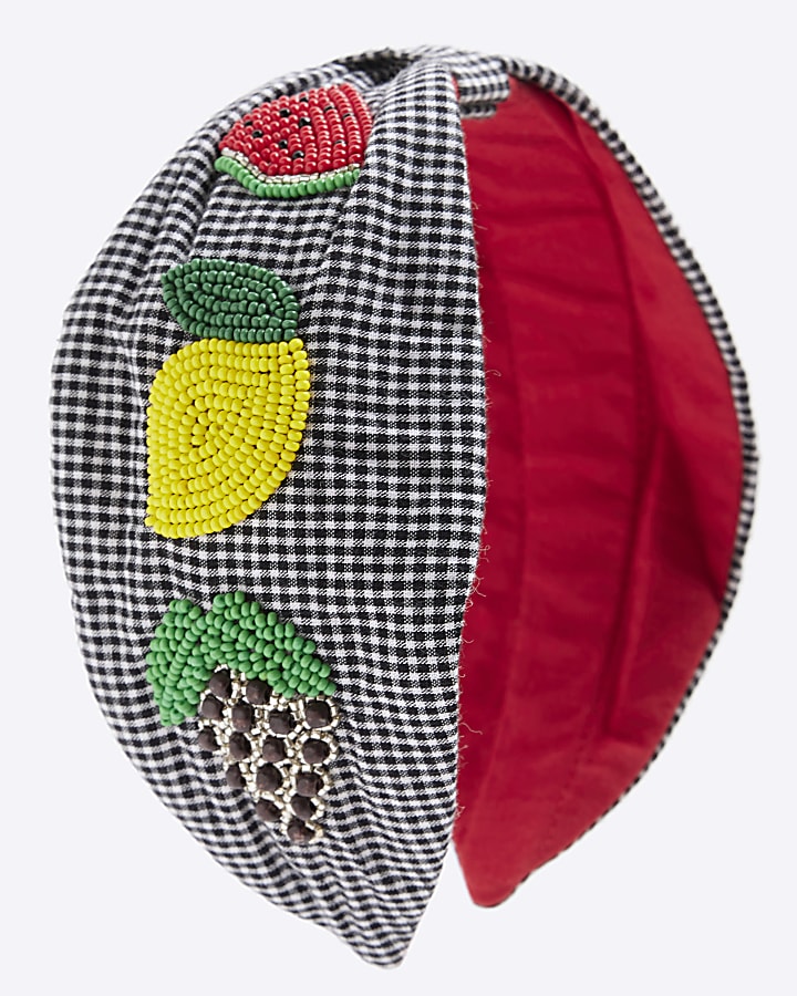 Black Gingham Fruit Headband