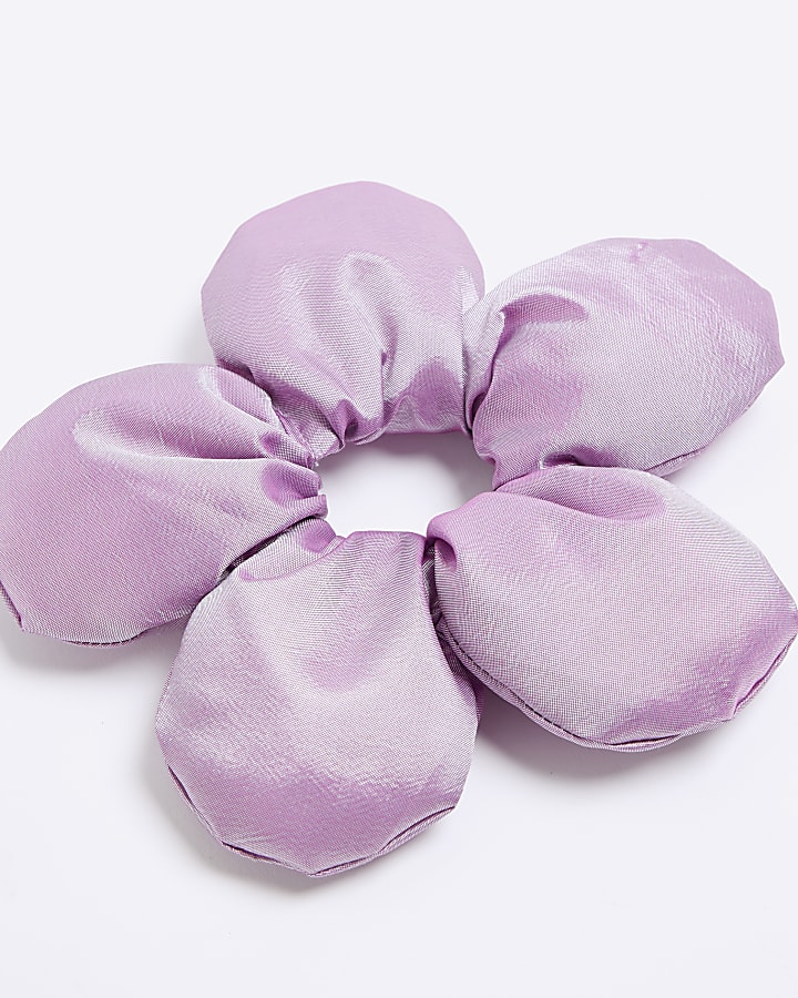 Girls Purple Flower Scrunchie