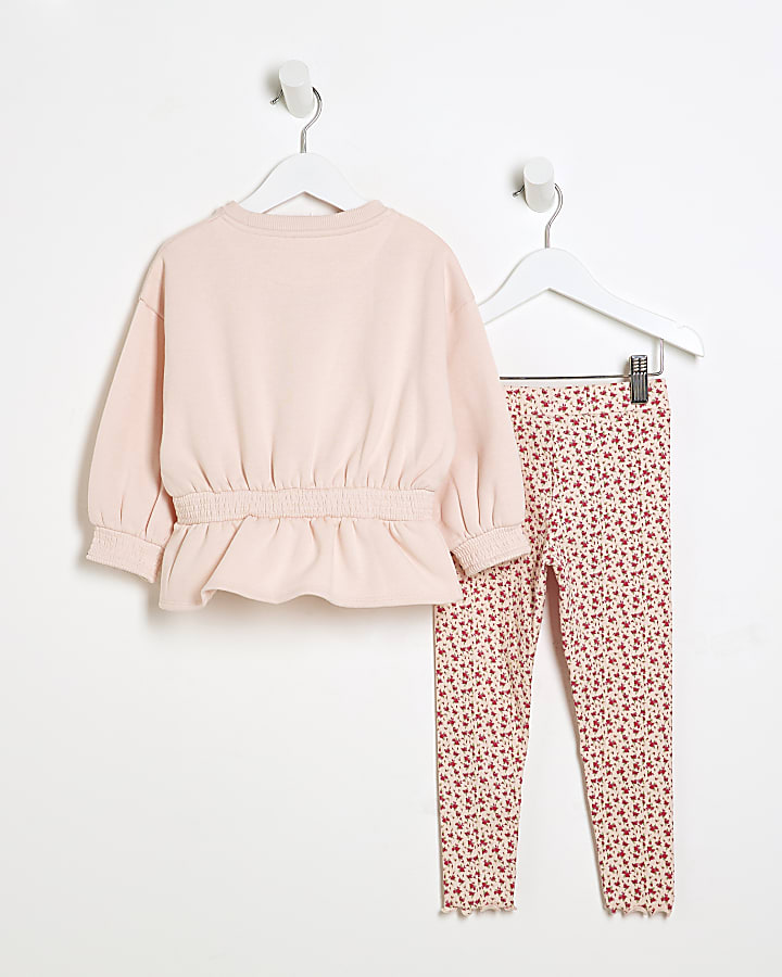 Mini Girls Pink Sweatshirt And Leggings Set