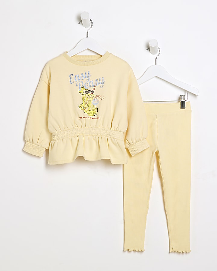 Mini Girls Yellow Sweatshirt And Leggings Set