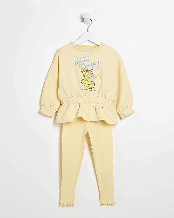 Mini Girls Yellow Sweatshirt And Leggings Set