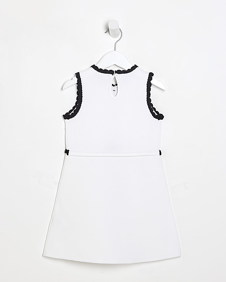 Mini Girls White Shell Skater Dress