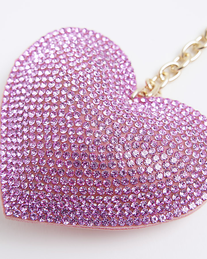 Pink Rhinestone Heart Bag Charm