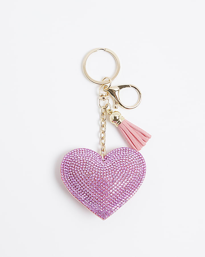 Pink Rhinestone Heart Bag Charm