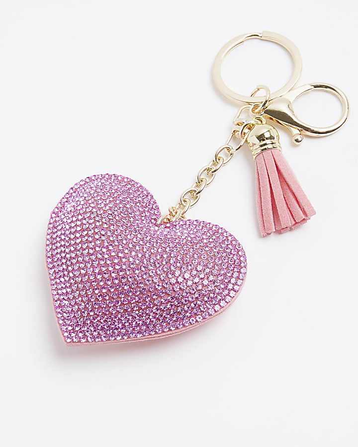 Pink Rhinestone Heart Bag Charm