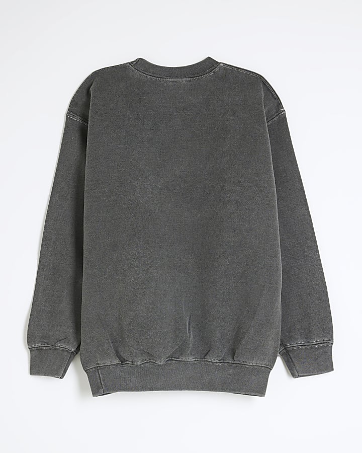 Girls Grey Gold Oversized Slogan Sweatshirt