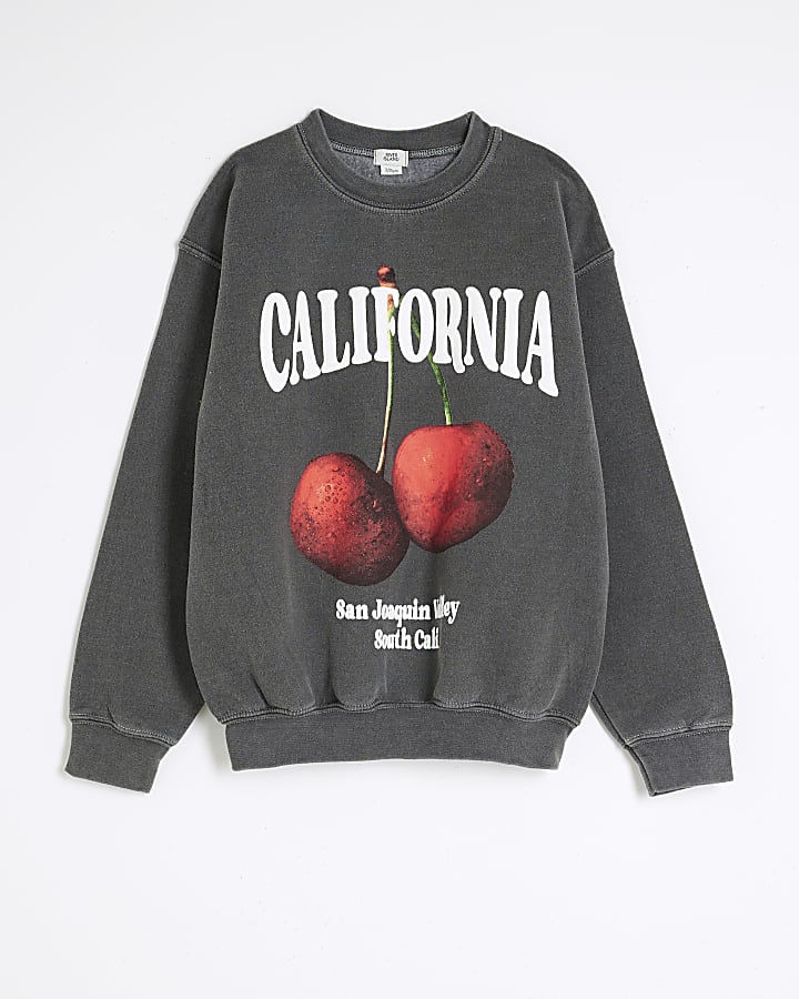 Girls Grey California Oversized Sweatshirt