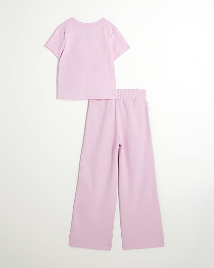 Girls Pink Cherry T-Shirt And Tracksuit Set