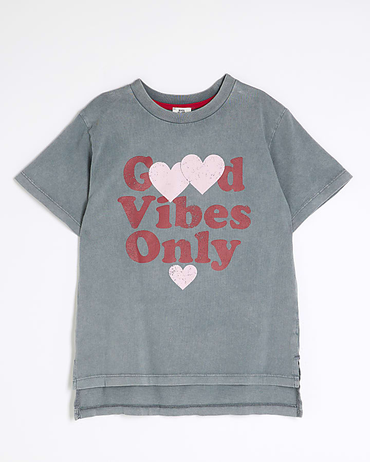 Girls Grey Good Energy Club T-Shirt