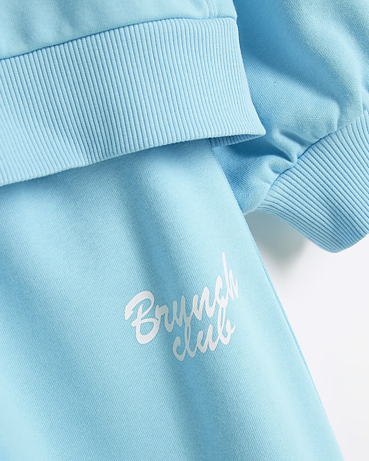 Girls Blue Brunch Club Sweat Set