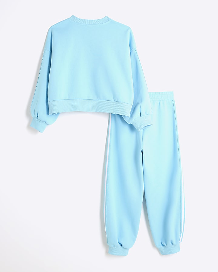 Girls Blue Brunch Club Sweat Set