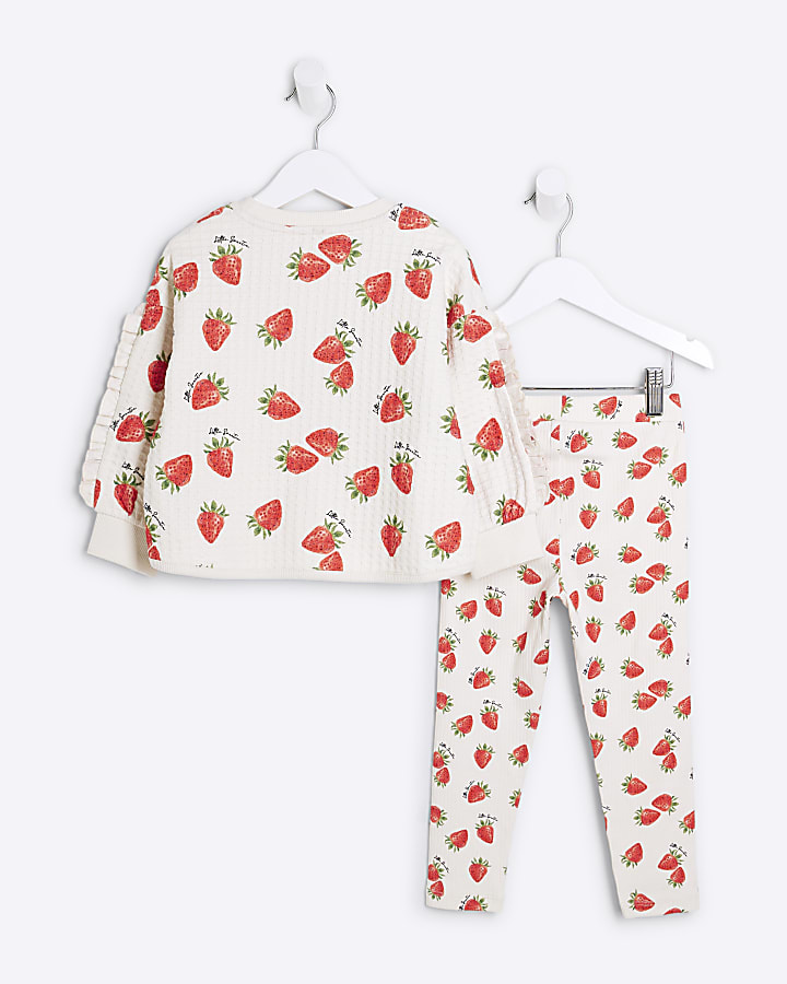 Mini Girls White Strawberry Waffle Set